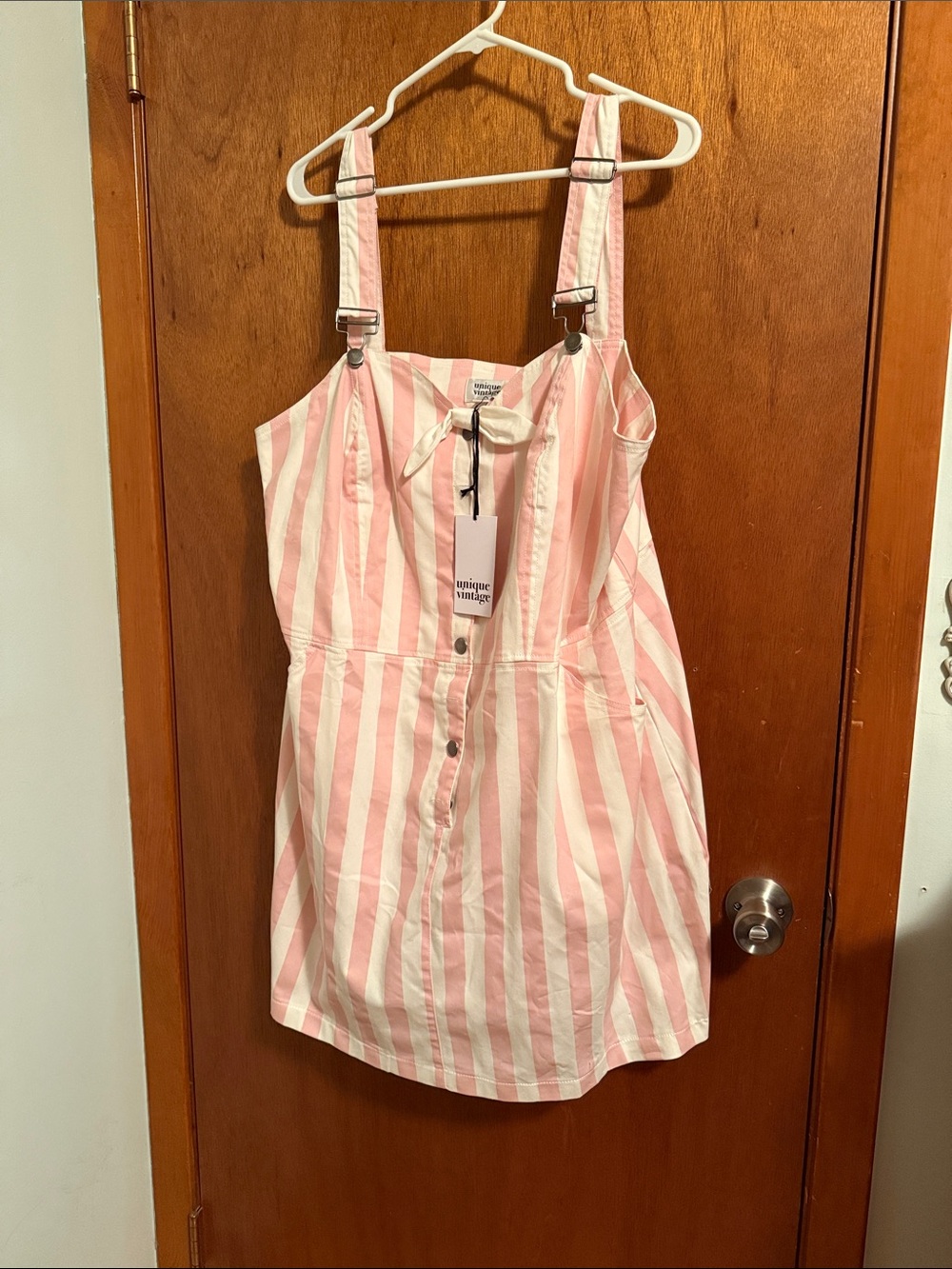 Unique Vintage Pink and White Striped Tie-Front Jumper